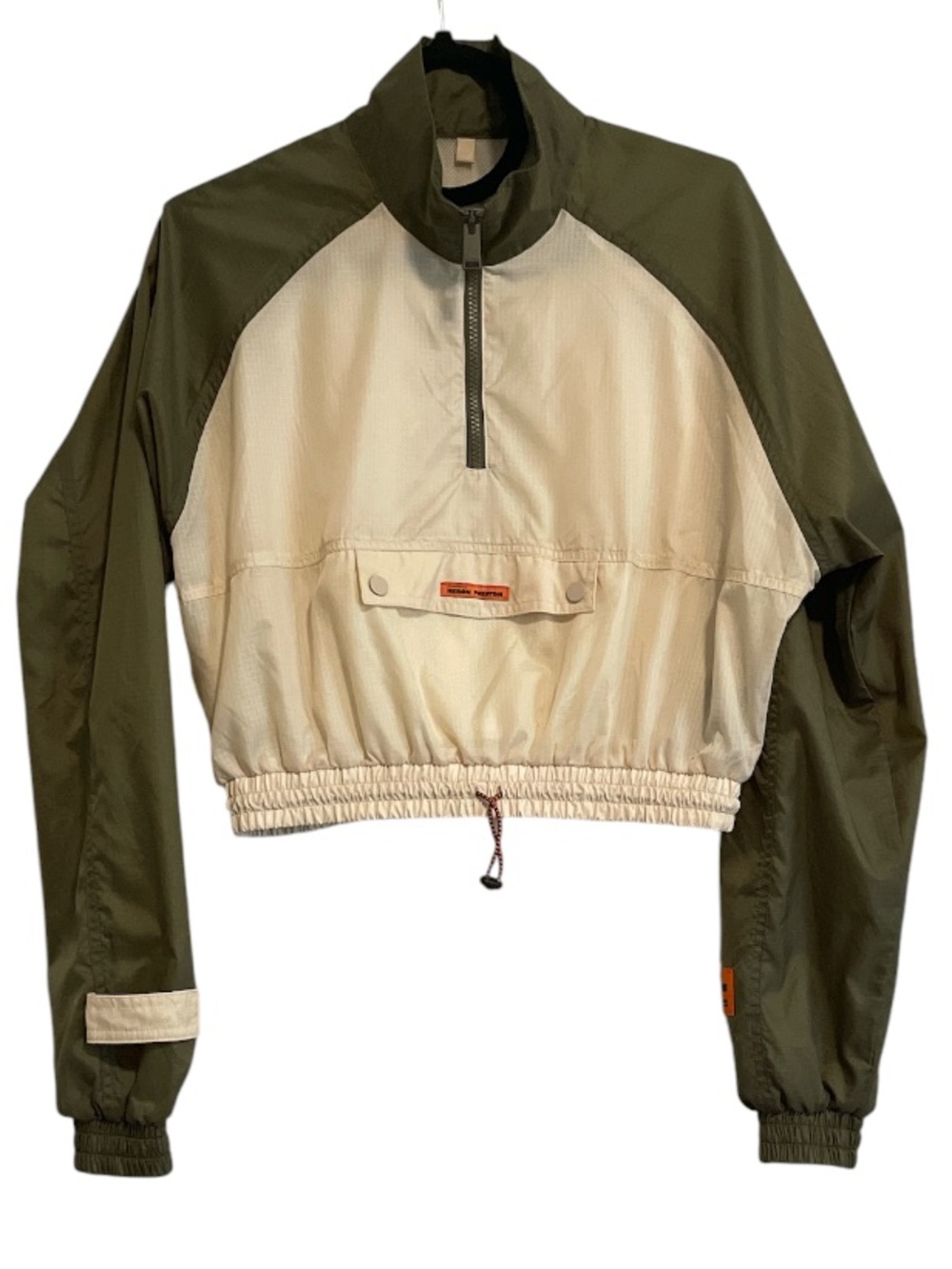 Heron Preston Cropped Windbreaker Jacket Beige/Military Green Women’s Medium